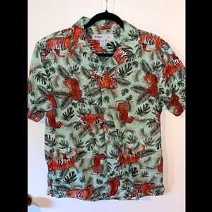 Tiger print slim fit M button down short sleeve